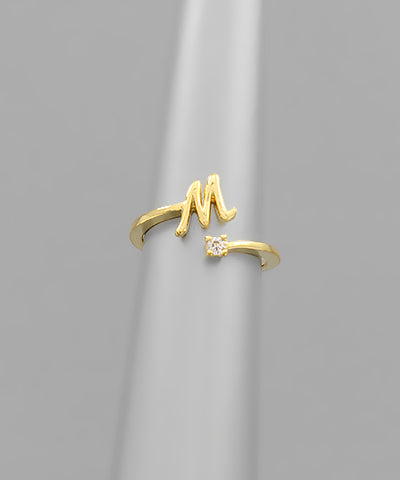 Initial & Crystal Ring gold m