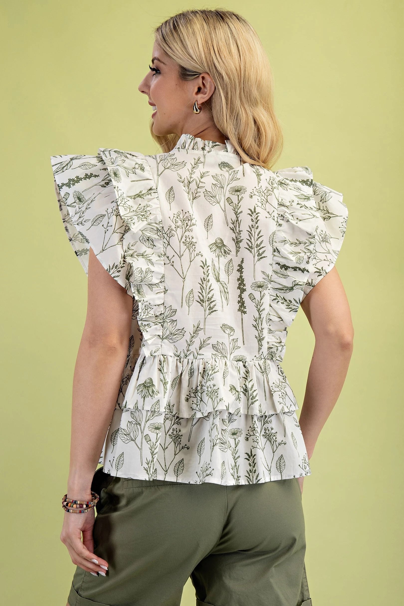 Tiered Ruffled Blouse with Ties in Front