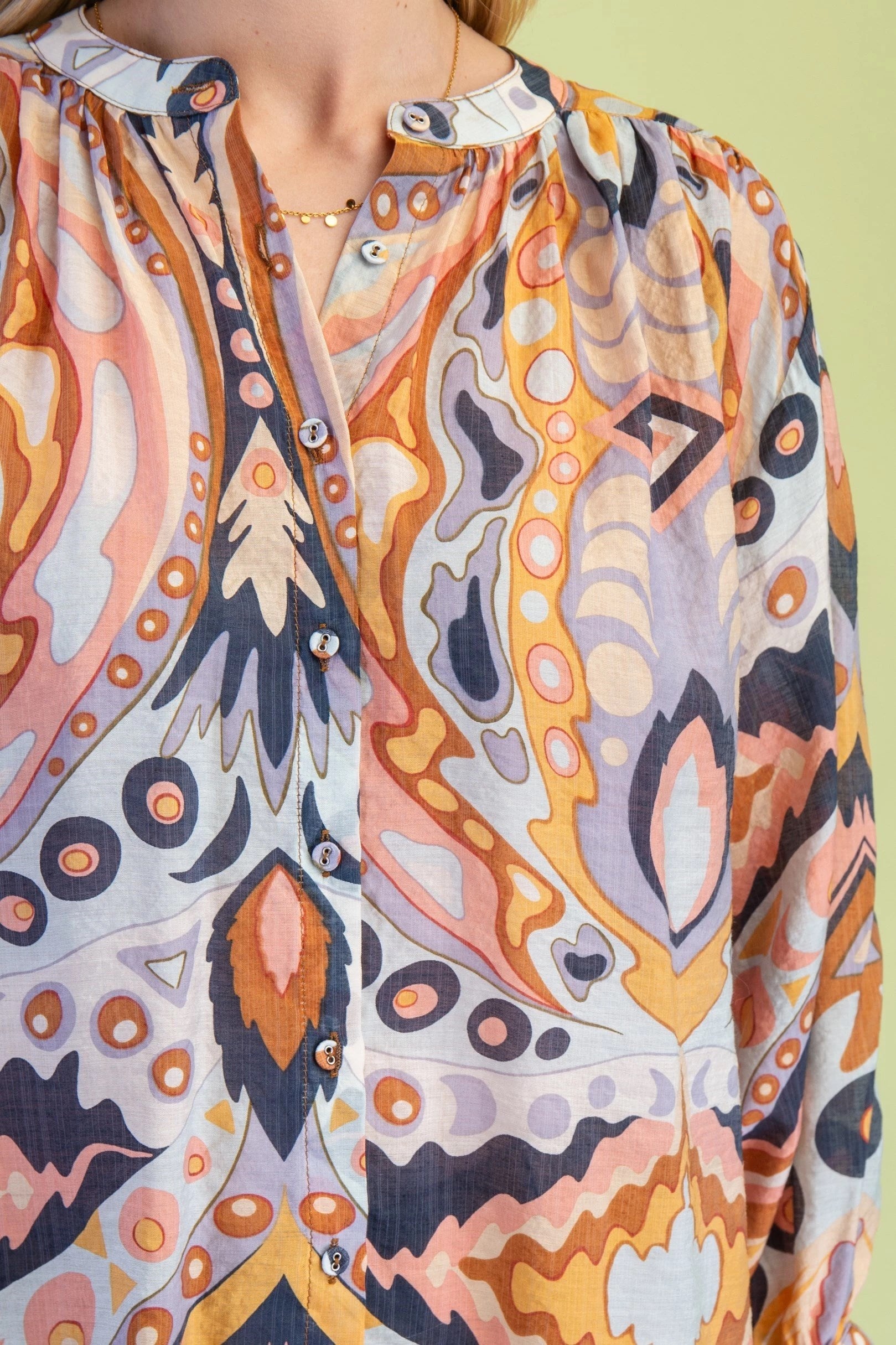 Printed Loose Fit Button Down