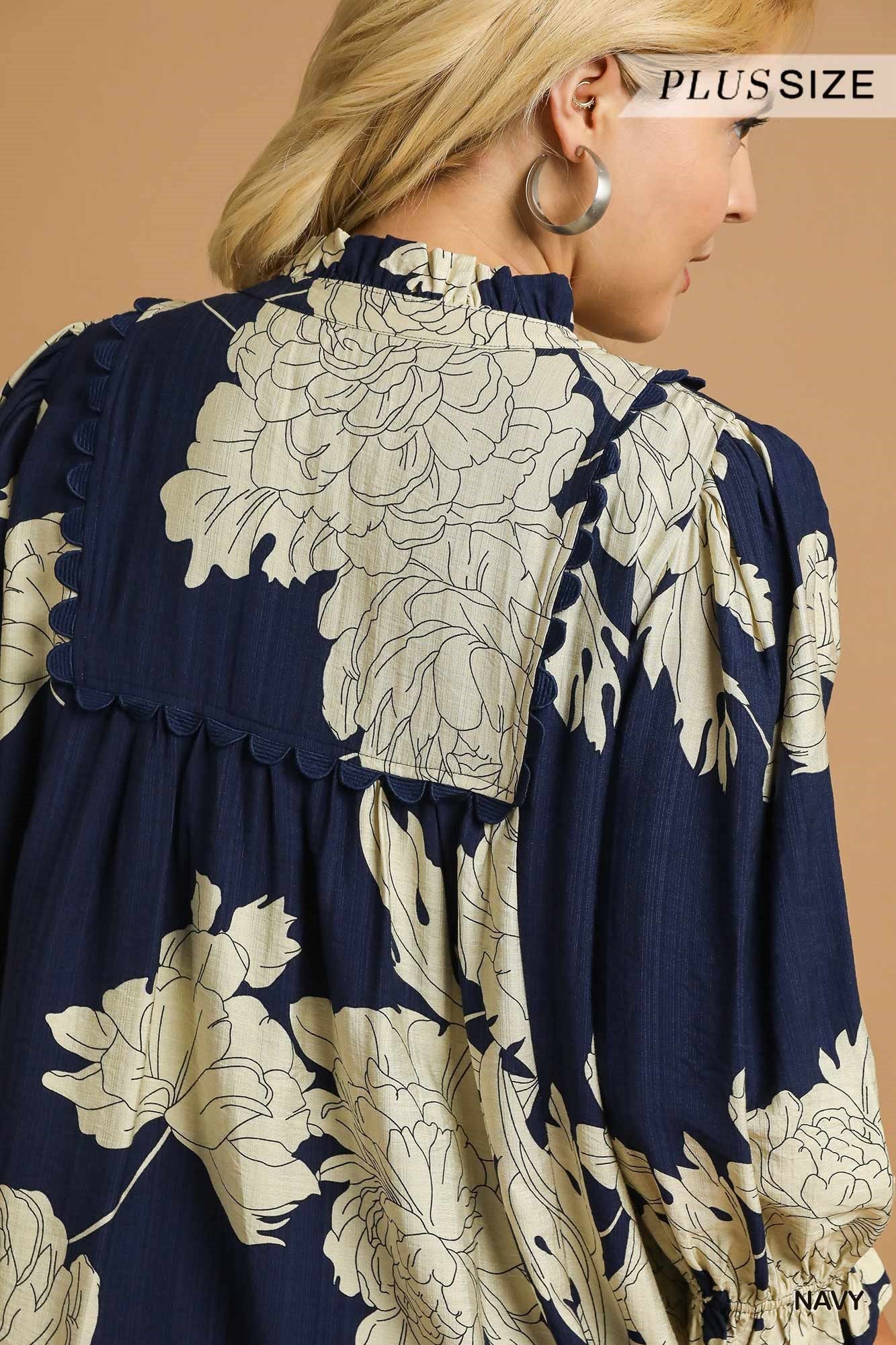 flowy floral babydoll dress navy
