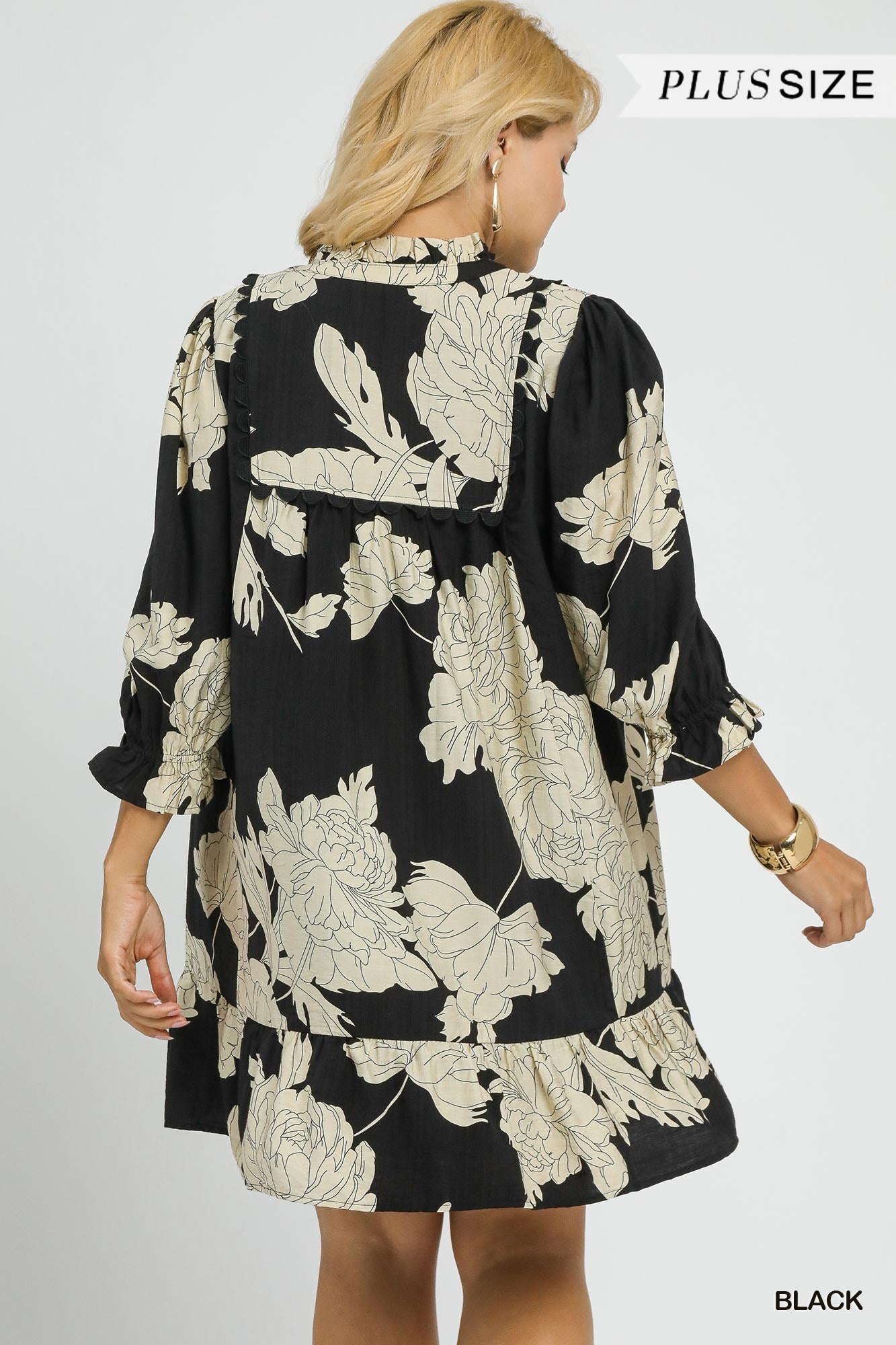 flowy floral babydoll dress black
