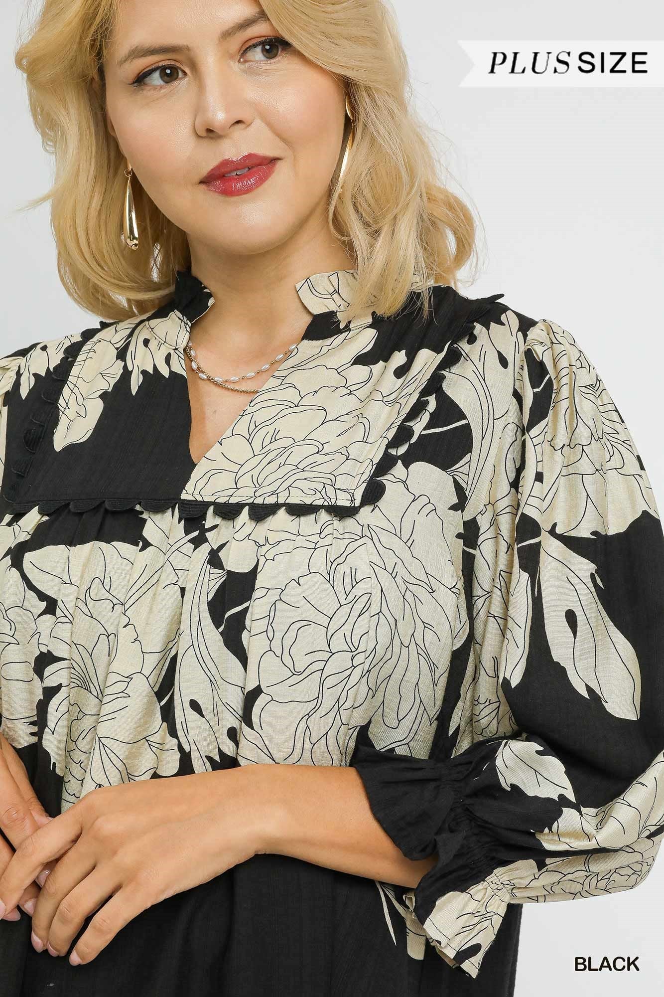 flowy floral babydoll dress black