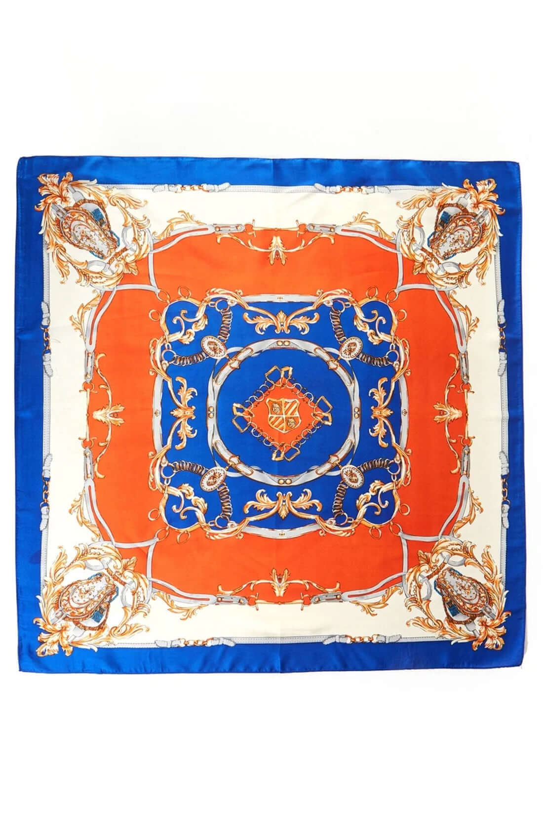 Orange and blue abstract print scarf