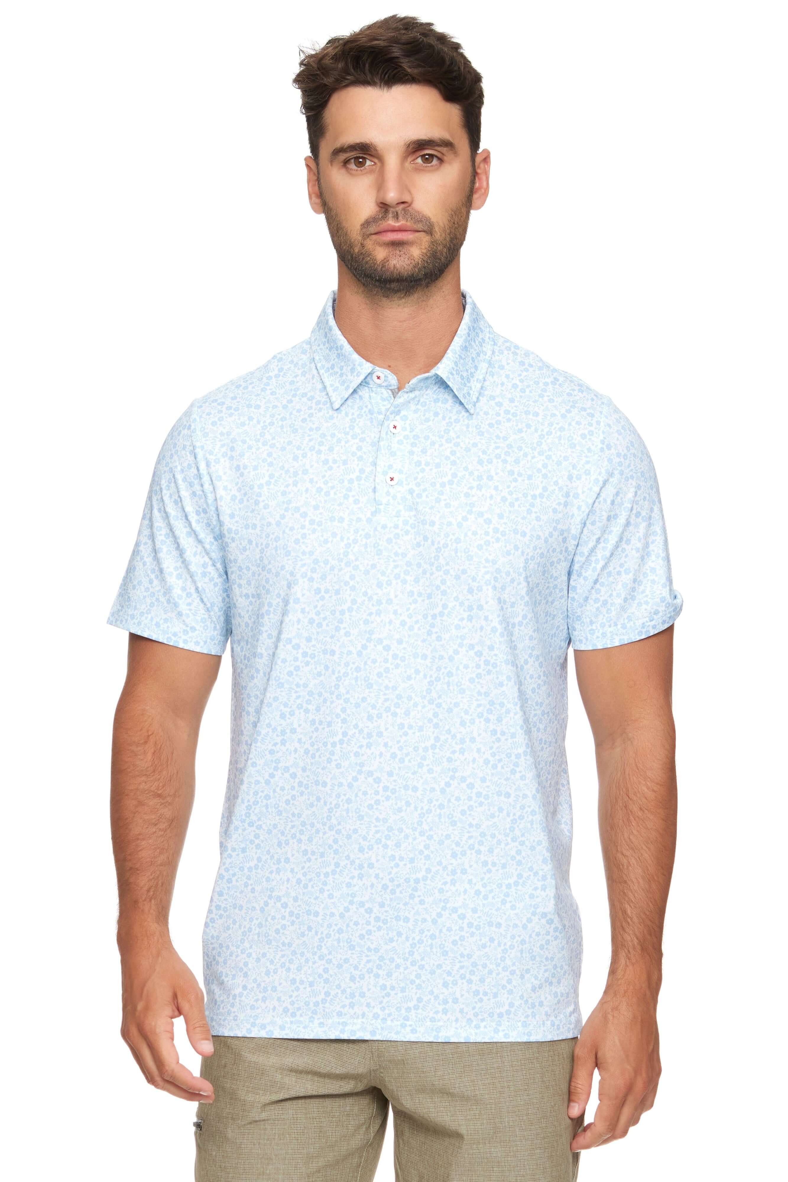 Blue Floral 3 Button Polo