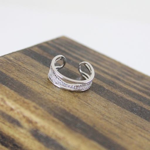 Adjustable Ring 3 row metal/ Crystal
