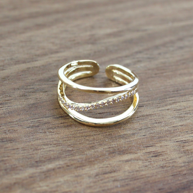 Gold/ Crystal Adjustable Ring