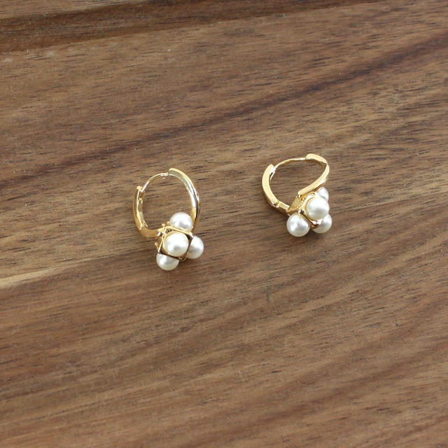 Pearl Huggie Hoops