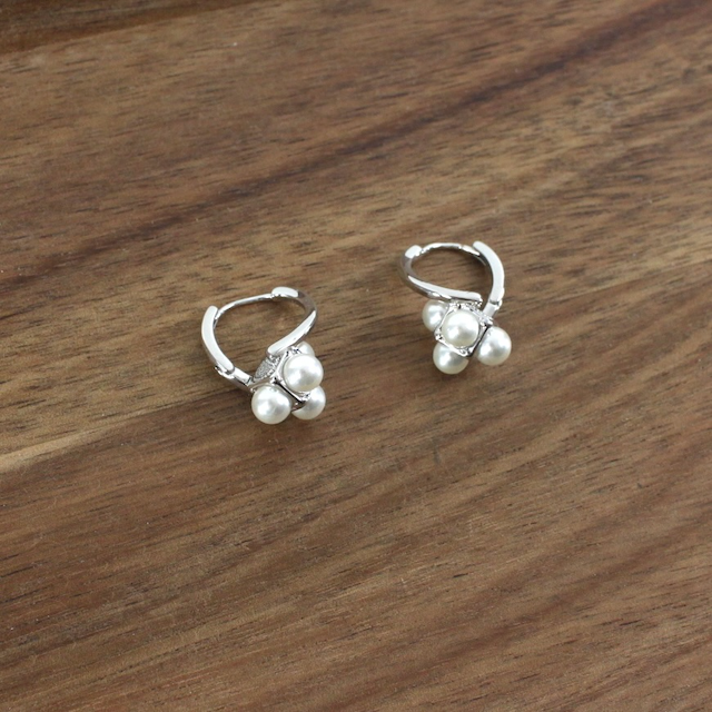 Pearl Huggie Hoops