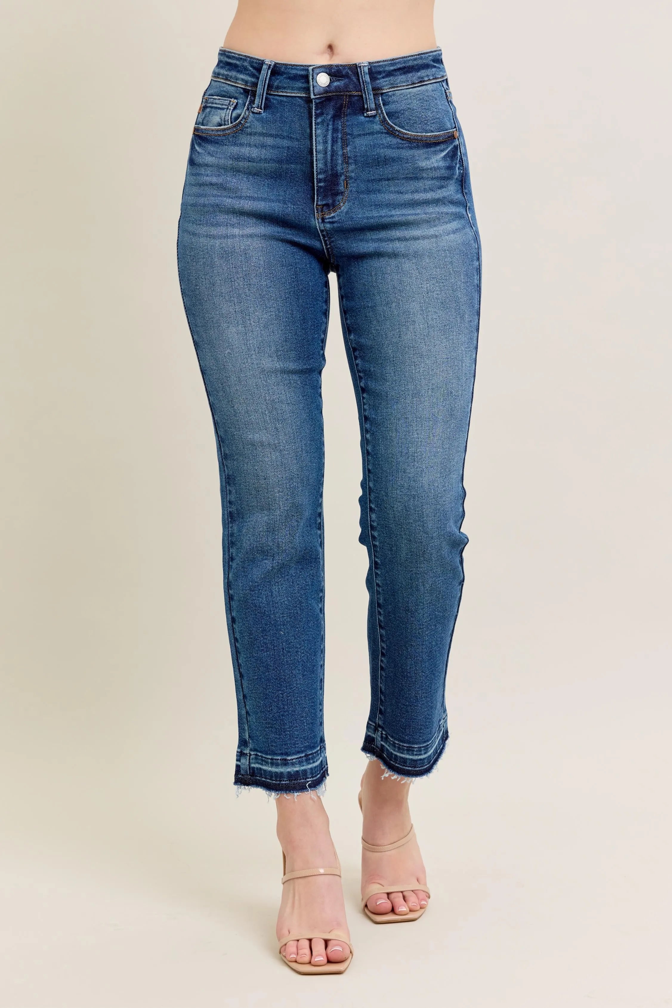 Judy Blue Hw Vintage Wash Release Hem Kick Flare Jeans