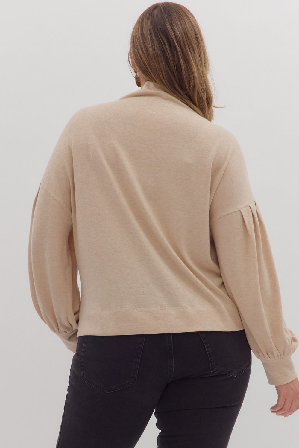 beige mock neck sweater top