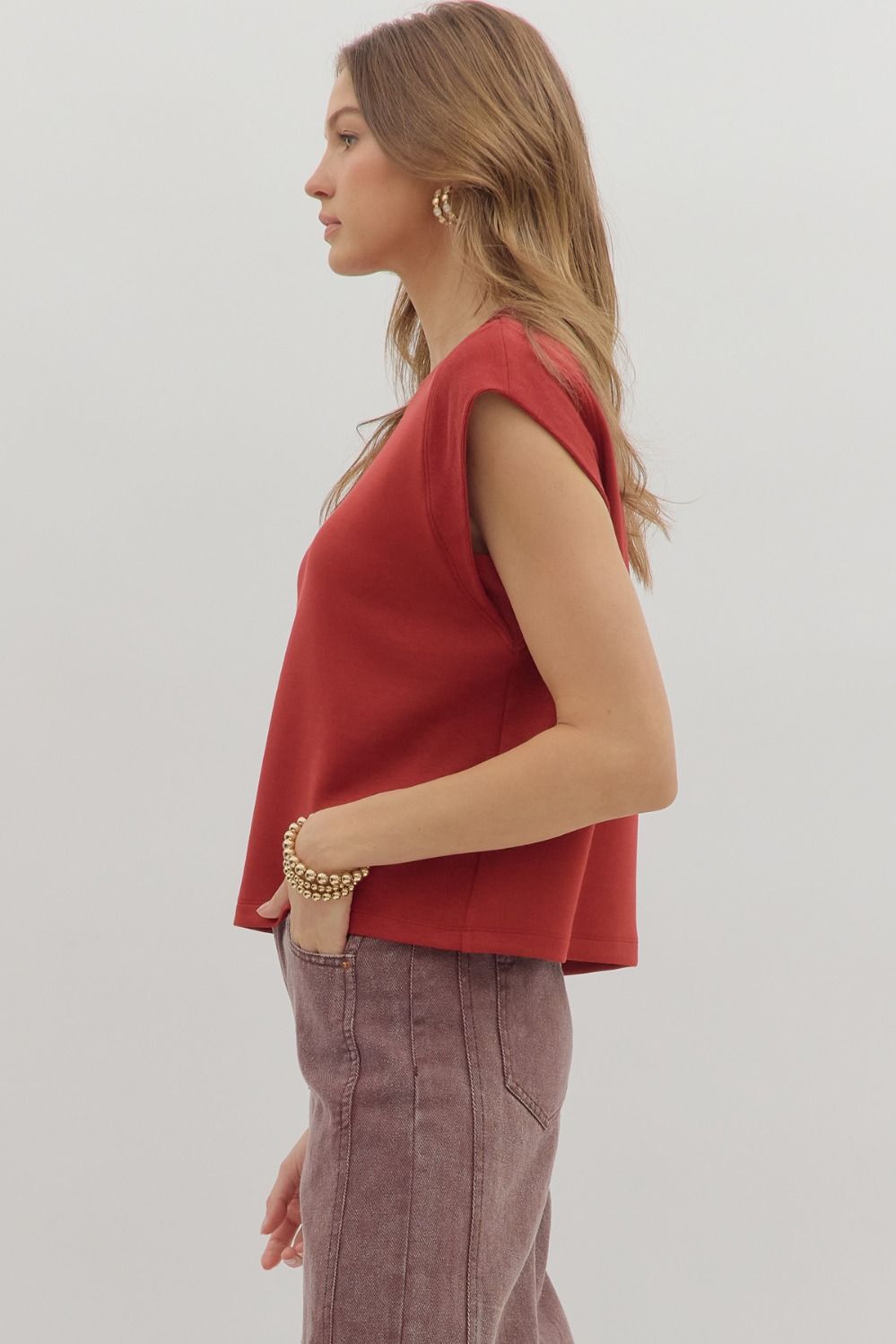 Auburn Cap Sleeve Knit Top