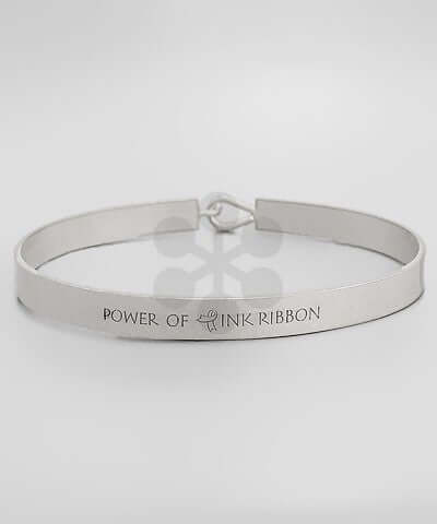 Power Of Pink Ribbon Bangle Silver