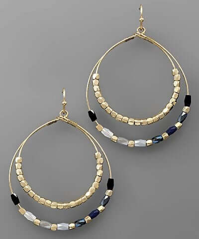 Double Bead Wire Circle Earring