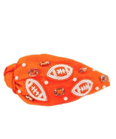 Game Day Football Beaded Headband Orange