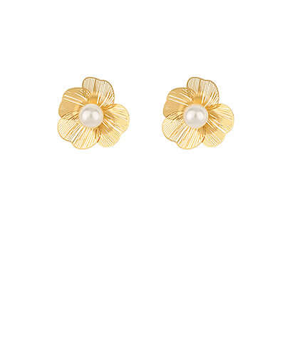 Pearl & Filigree Flower Earrings