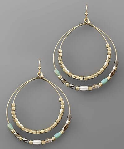 Double Bead Wire Circle Earring