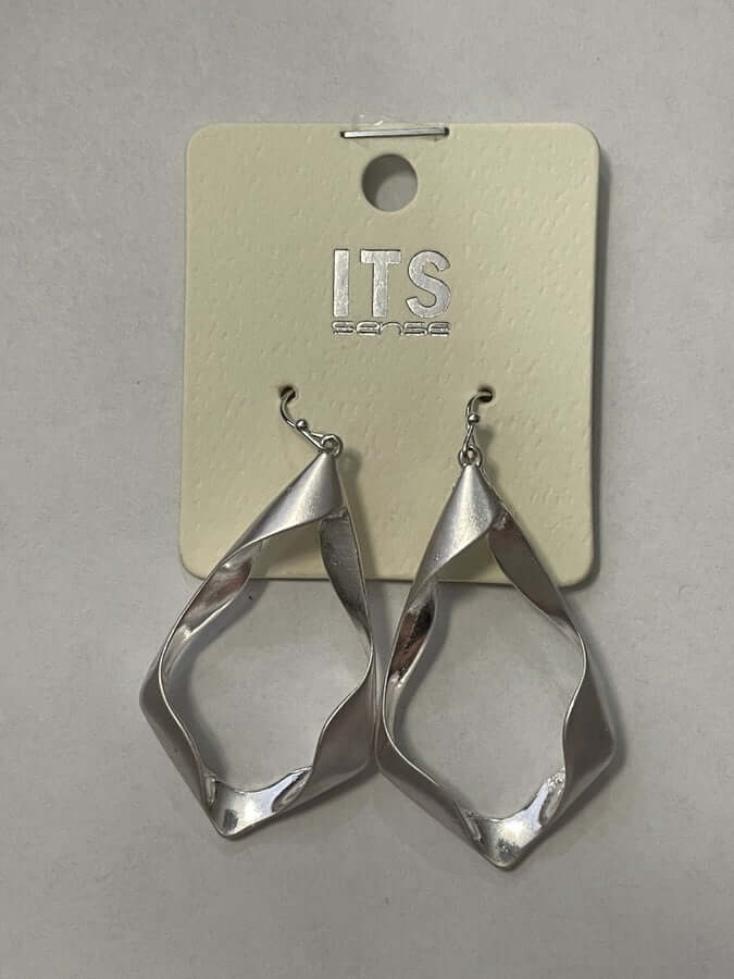 Wavy Folded Teardrop Earring Silver