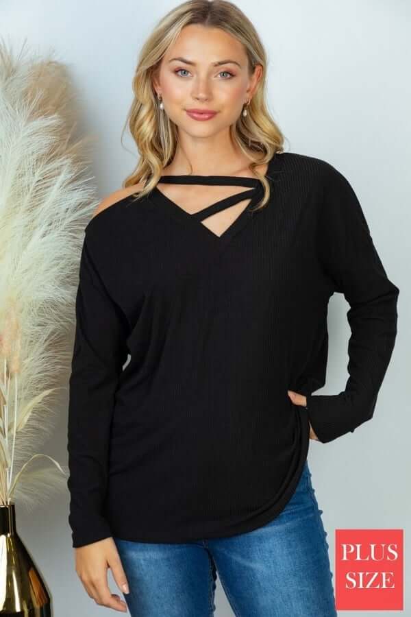Long Sleeve Shoulder Cut Out