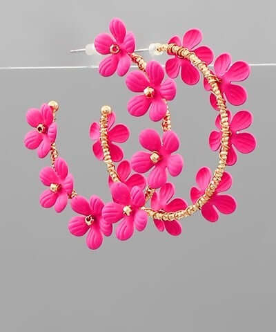 Flower Hoops Hot Pink