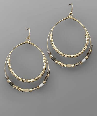 Double Bead Wire Circle Earring