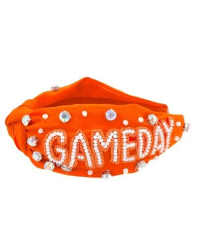 Game Day Beaded Headband Orange and white