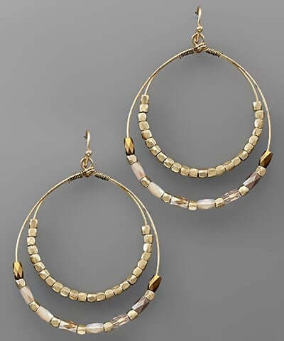 Double Bead Wire Circle Earring