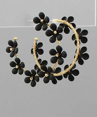 Flower Hoops Black