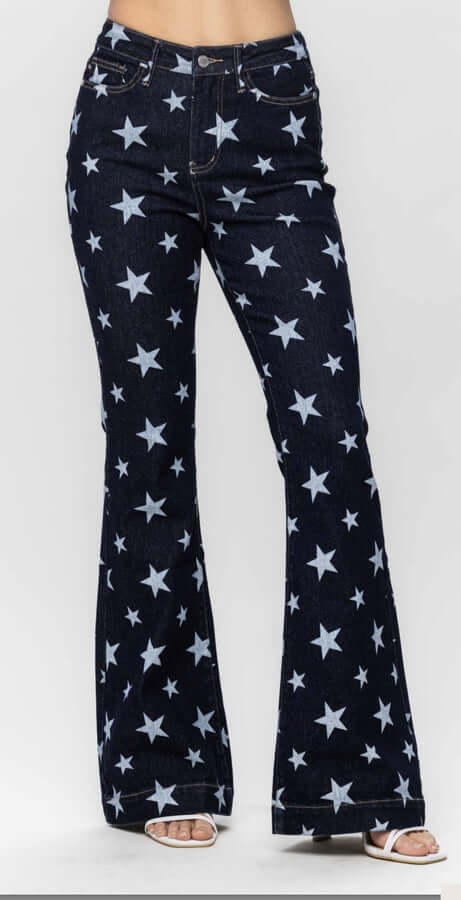 Judy Blue "All Over Star" High Waist Flare