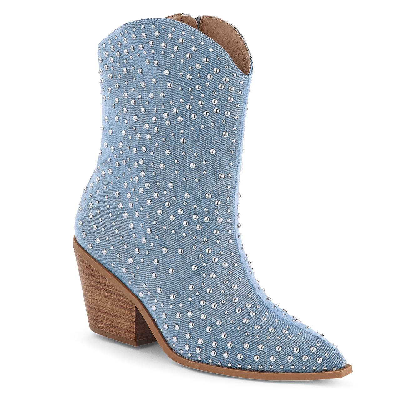 Dusty blue booties with wedge