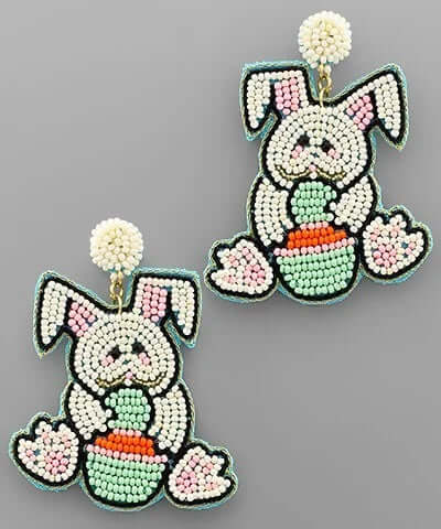 Easter Bunny Seed Bead Earrings