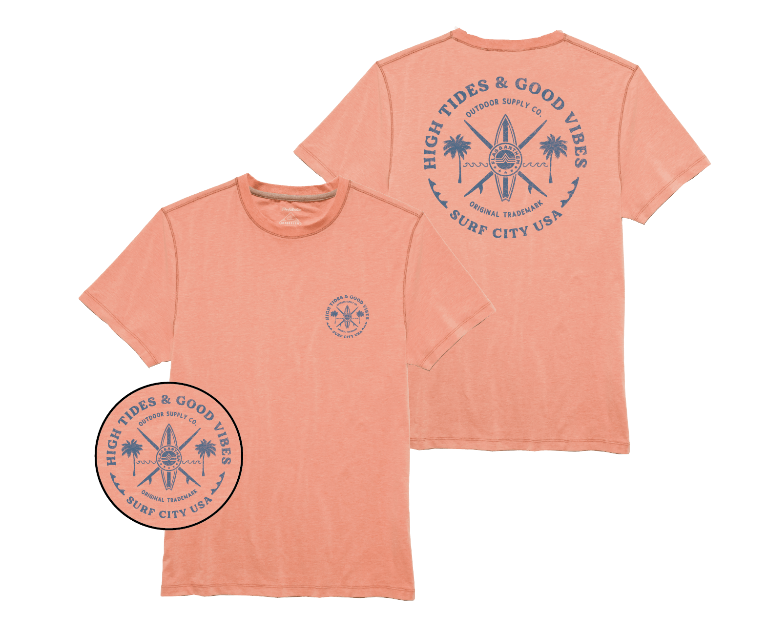 Orange High Tides and Good Vibes Graphic Tee