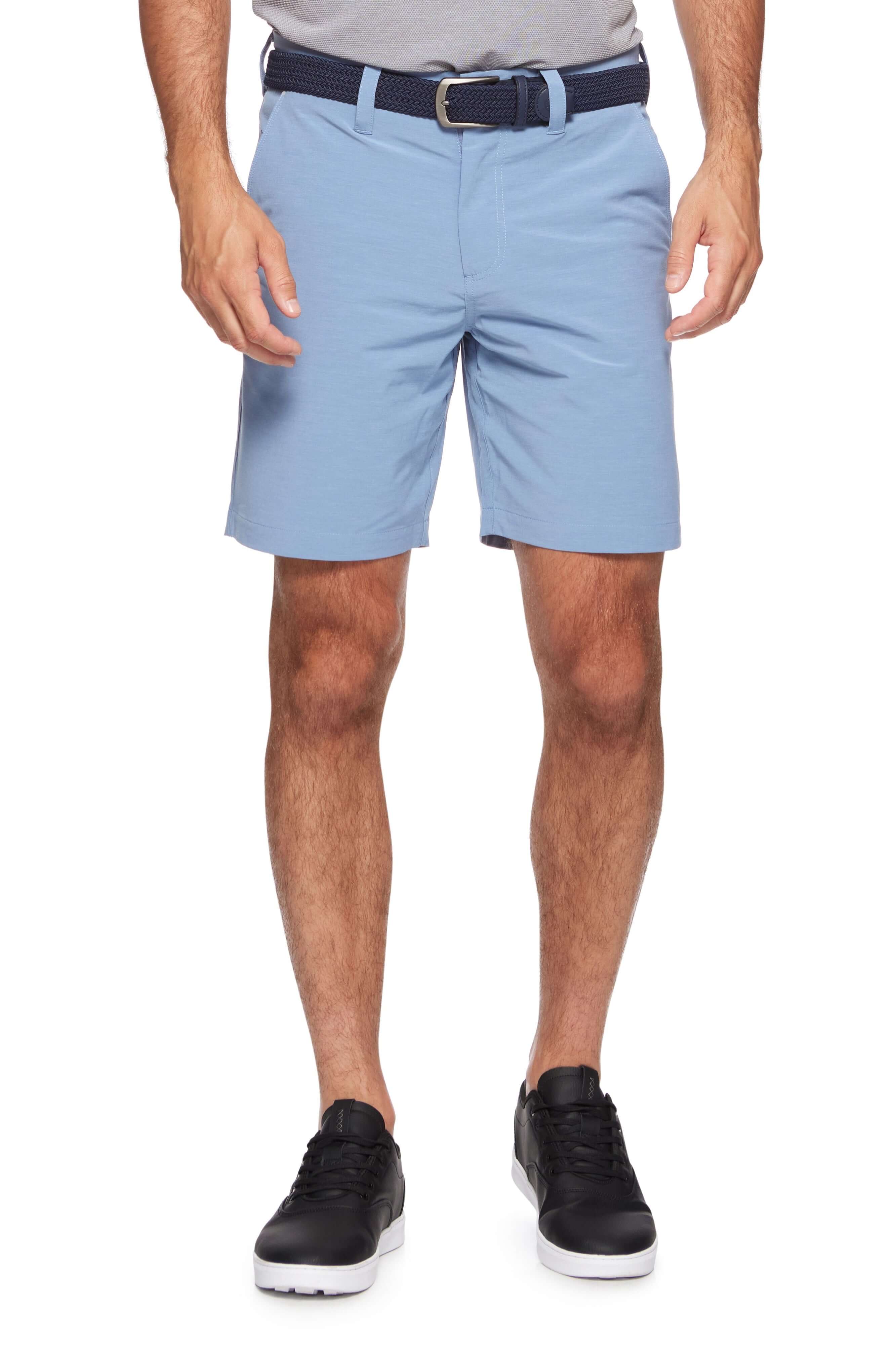 Blue Regular rise; straight leg opening short with UPF protection