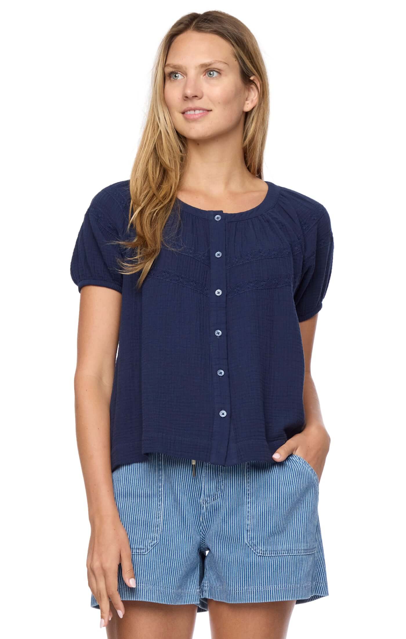 ROSIE LACE TRIM PEASANT TOP