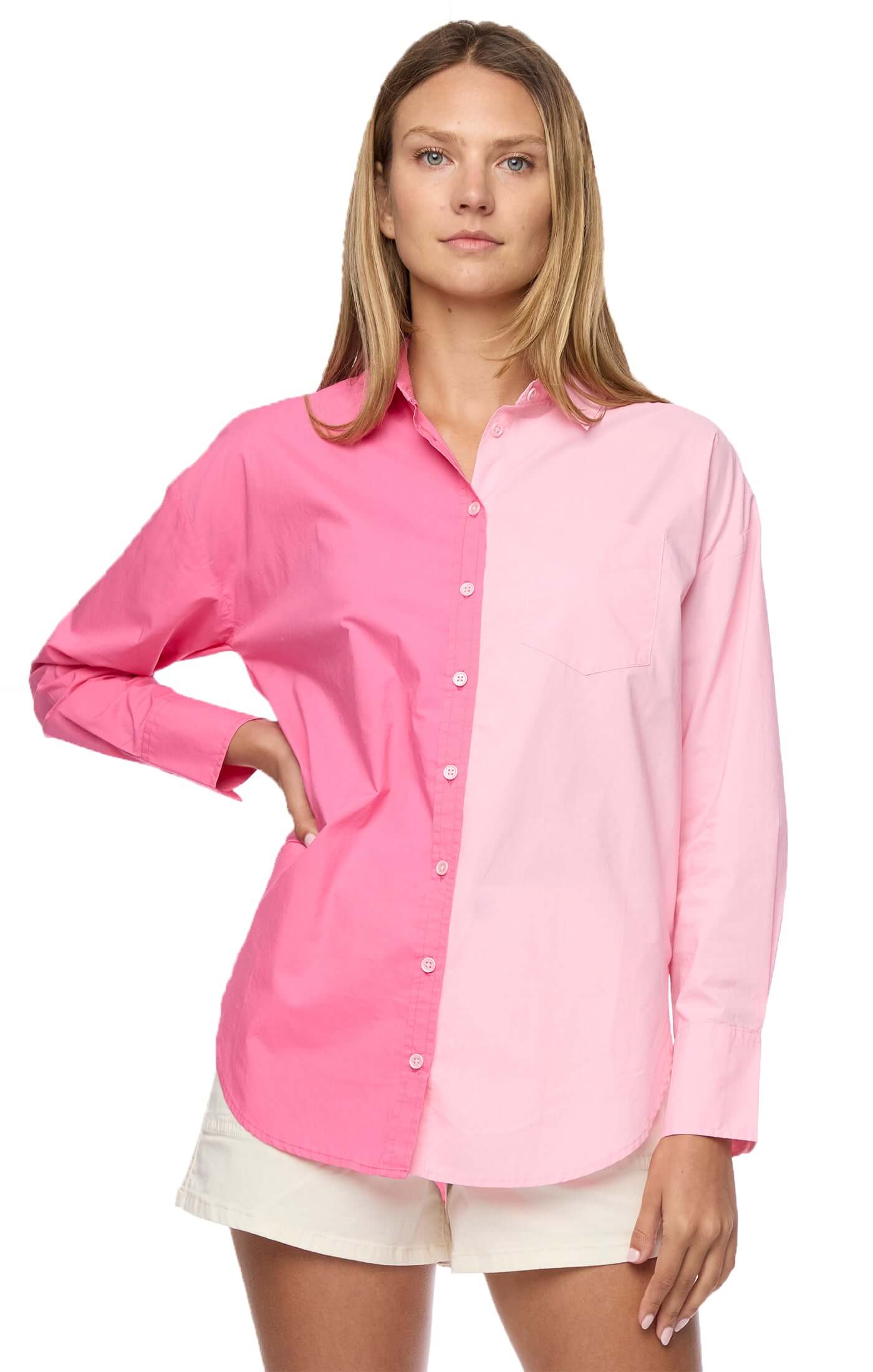 Savona Pink Colorblock Boyfriend Shirt