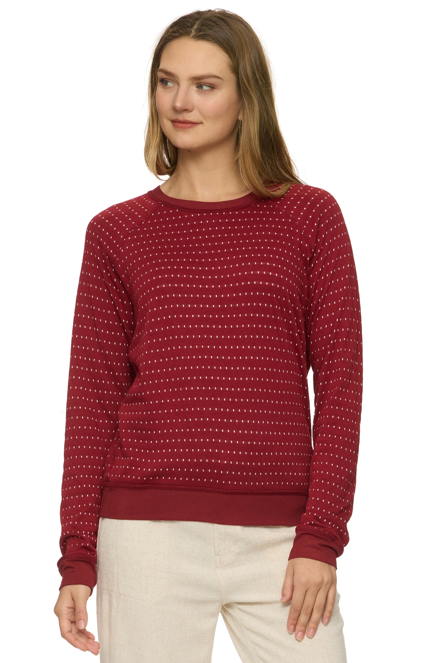 red and white striped reversible sweater longsleeve