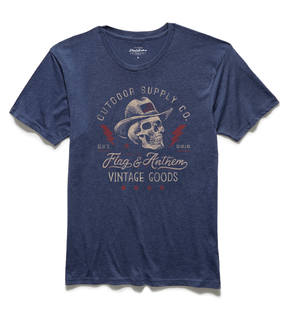 Dark Blue Graphic tee with lightning skull design