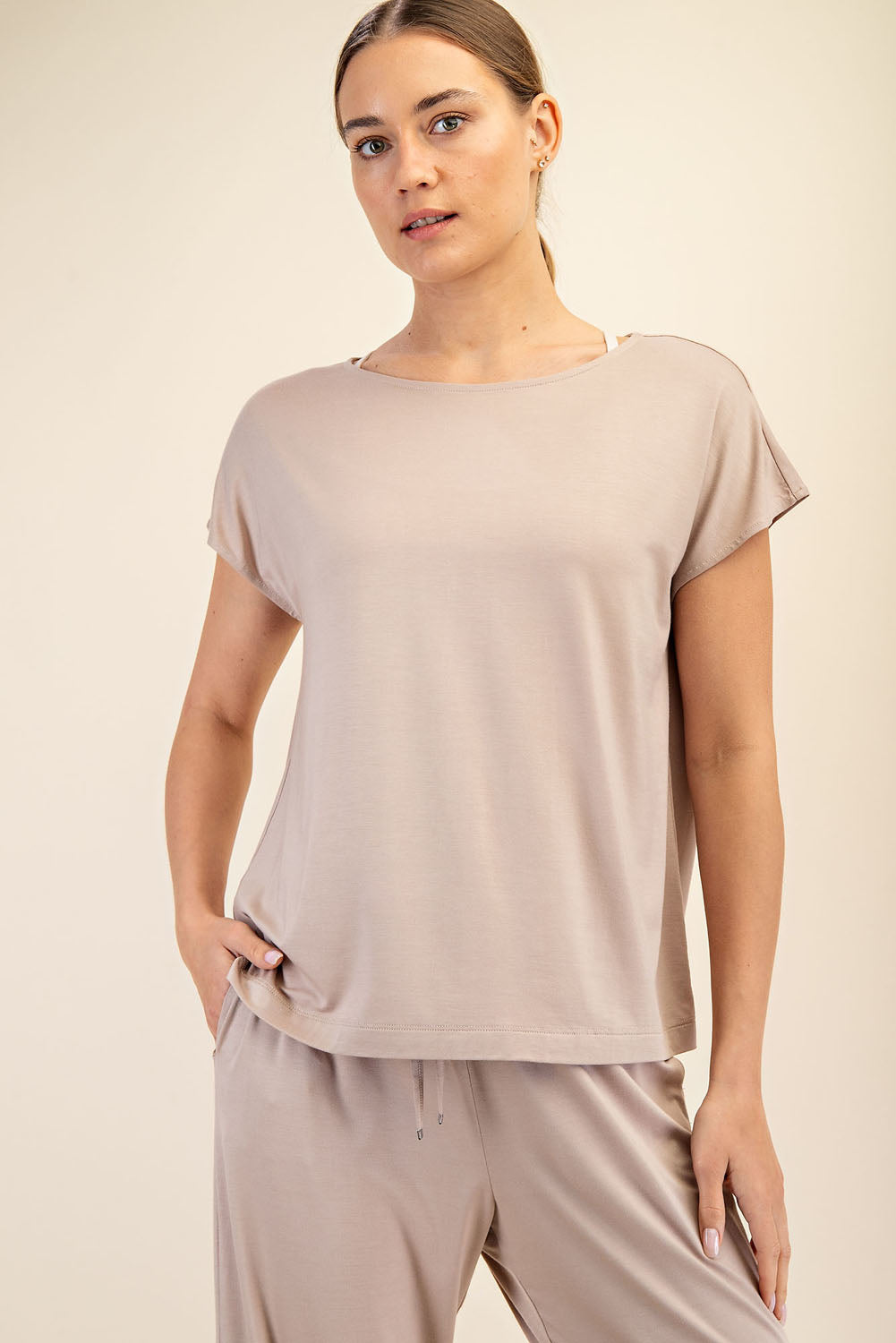 VISCOSE MODAL BASIC BOAT NECK TOP
