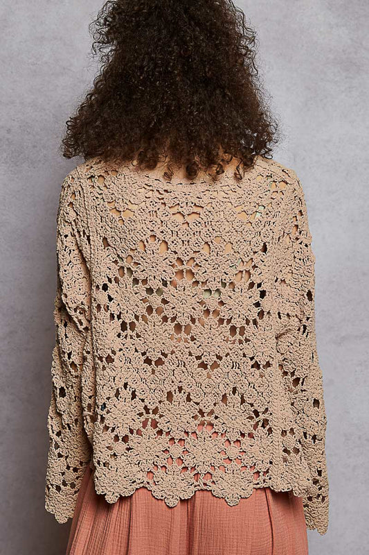 Crochet Oversized Flare Sleeve Top