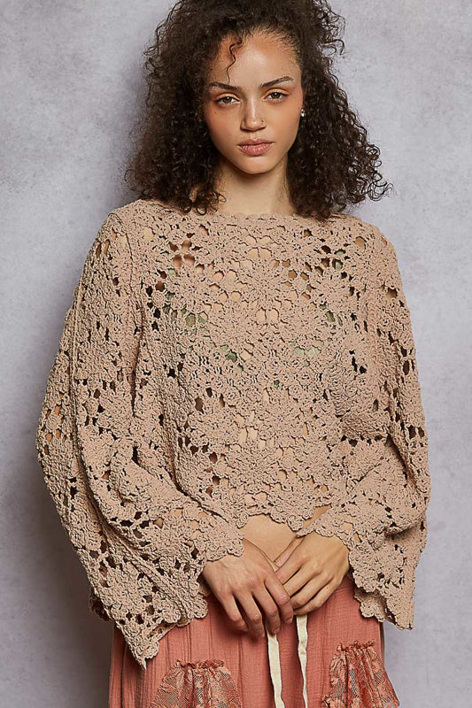 Crochet Oversized Flare Sleeve Top