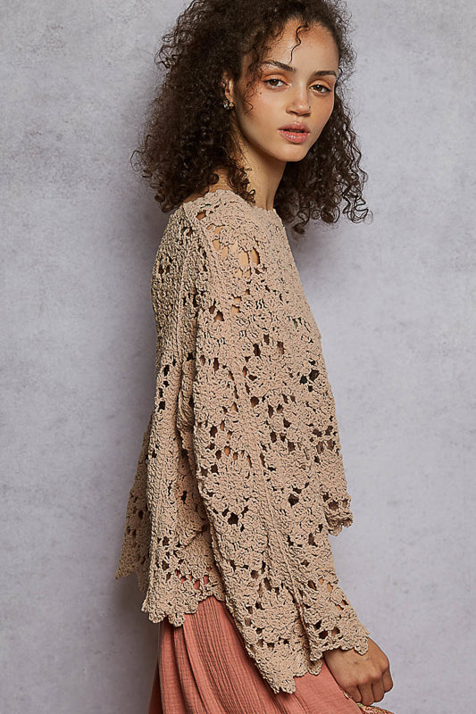 Crochet Oversized Flare Sleeve Top