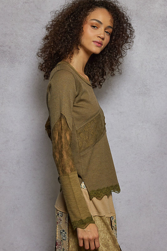 Olive Green Lace Top