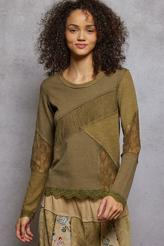 Olive Green Lace Top