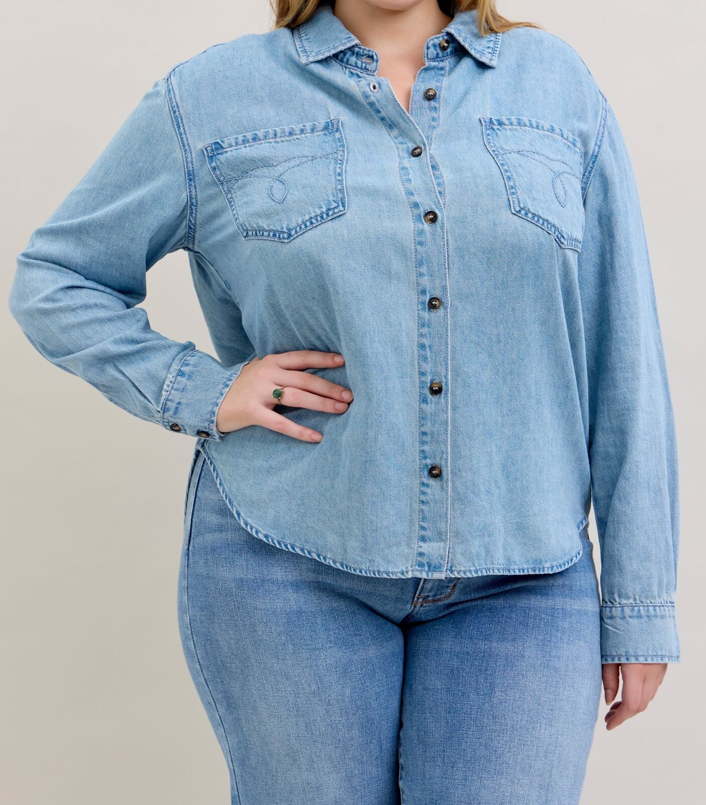 Judy Blue Denim Shirt with Western Styling