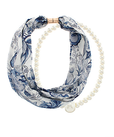 Layered Pearl Scarf Necklace