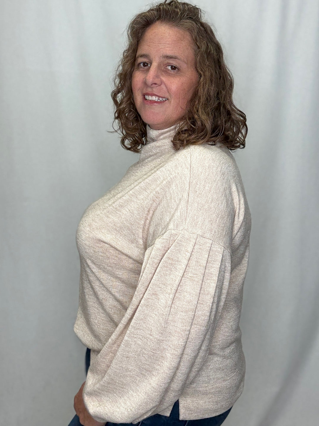 The Sandstone Mock Neck Knit Top