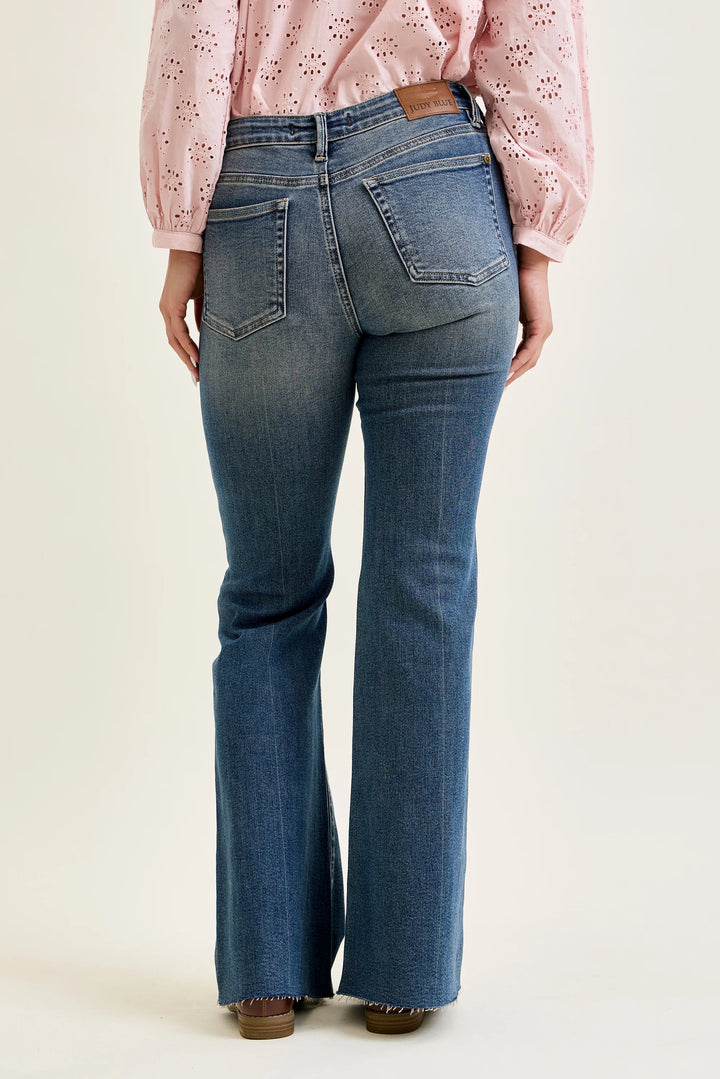 Judy Blue Mid Rise Flare with Front Flap Pockets
