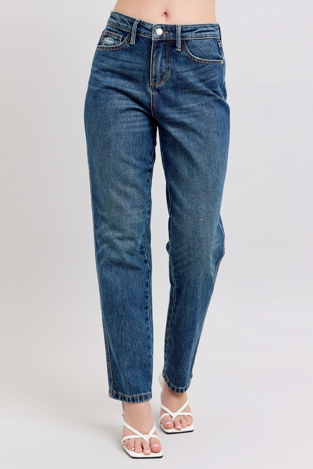 high-rise straight leg jean