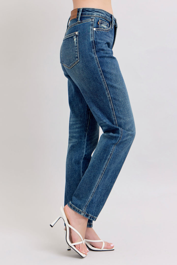 high-rise straight leg jean