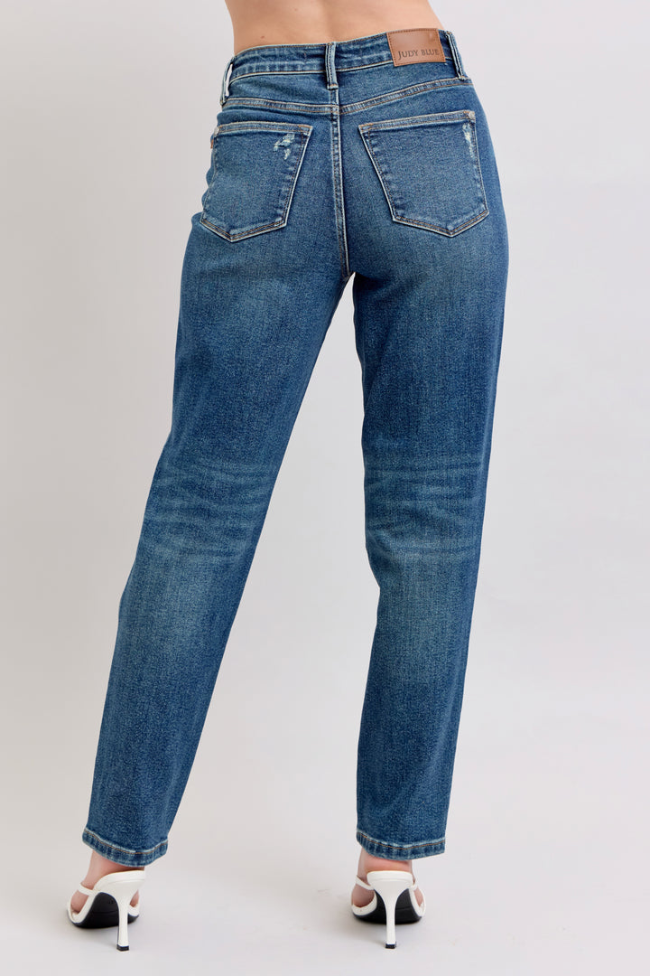 high-rise straight leg jean