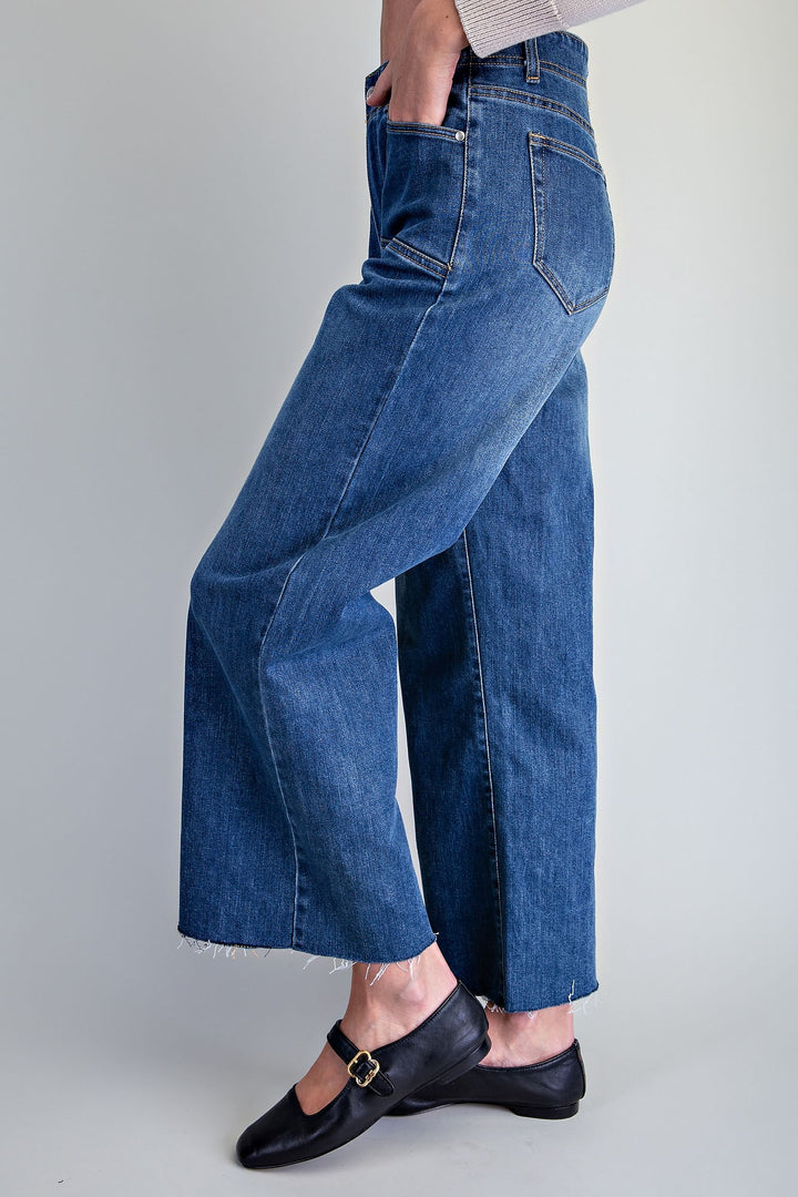Frayed Hem Patch Pocket Pants